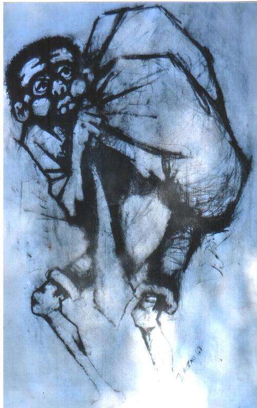 Julian Motau charcoal on paper