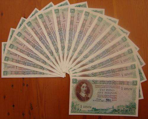 WOW-5 Pound notes from MH de Kock, pick 95, Unc!!