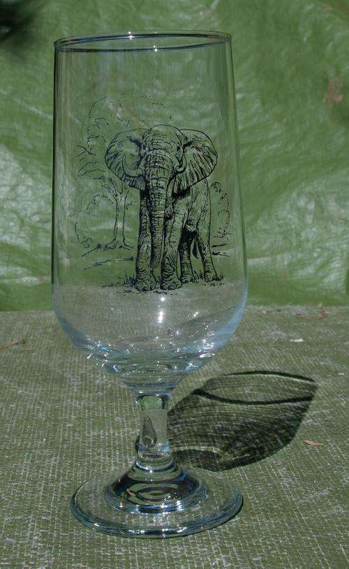 KRUGER PARK STEM GLASS ELEPHANT - VERY RARE