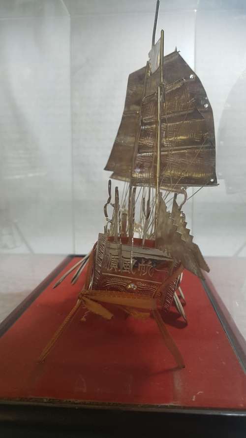 Exquisite!! Old Chinese Export Silver War Ship!