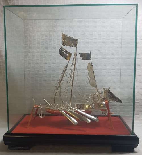 Exquisite!! Old Chinese Export Silver War Ship!