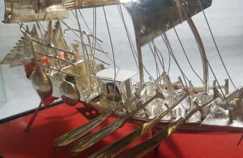 Exquisite!! Old Chinese Export Silver War Ship!