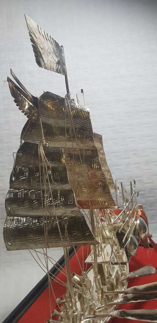 Exquisite!! Old Chinese Export Silver War Ship!