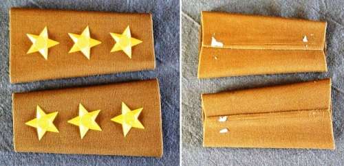 Rank Epaulette - S.A. Army - CAPTAIN - Embossed plastic on stiff nutria - (circa 1985) - Pair