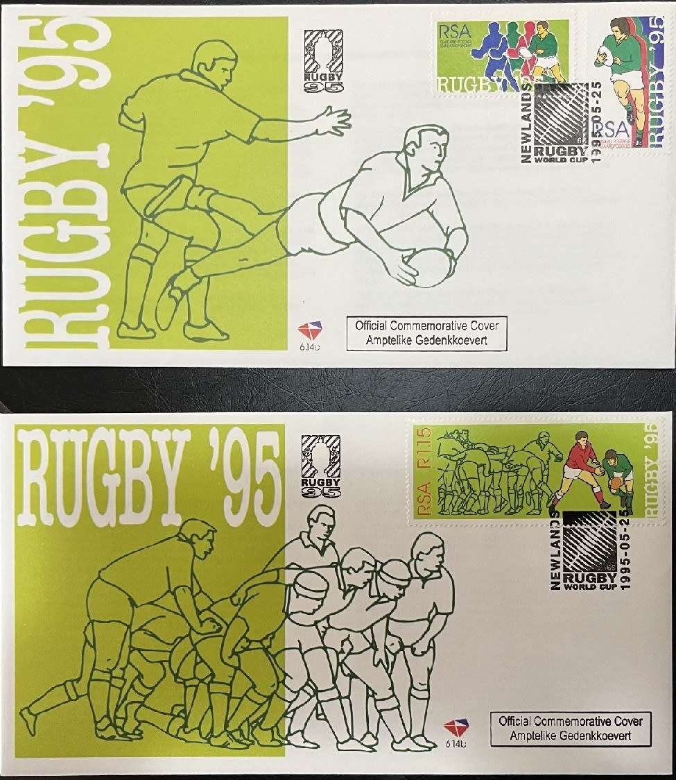 Complete 1995 Rugby World Cup First Day Covers 6.14a, 6.14b, 6.14c and 6.14d (Incl. Stamps MNH)