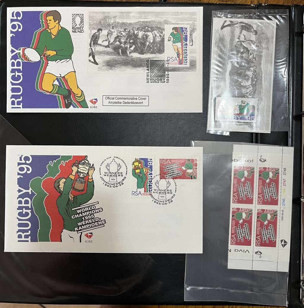 Complete 1995 Rugby World Cup First Day Covers 6.14a, 6.14b, 6.14c and 6.14d (Incl. Stamps MNH)