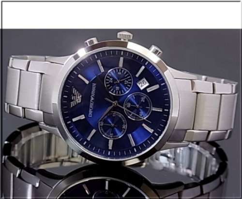 MENS EMPORIO ARMANI BLUE DIAL  CHRONOGRAPH WATCH AR2448 ##BRAND NEW##