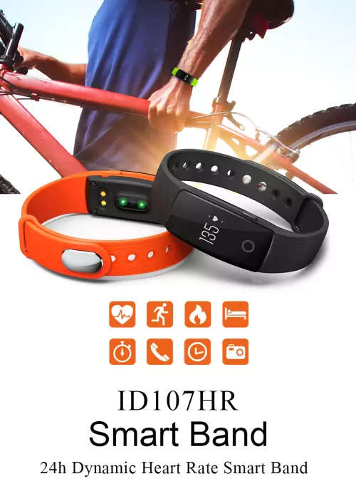 Fitness Tracker, Smart Wristband, Pedometer, Heart Rate Monitor, ID107HR - Orange