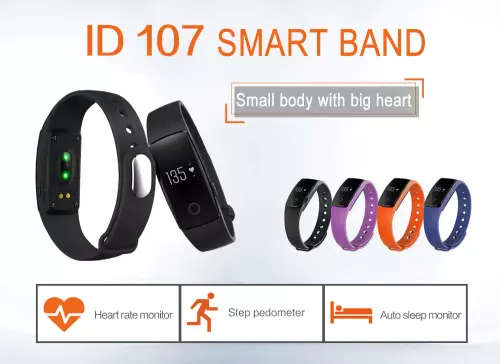 Fitness Tracker, Smart Wristband, Pedometer, Heart Rate Monitor, ID107HR - Orange