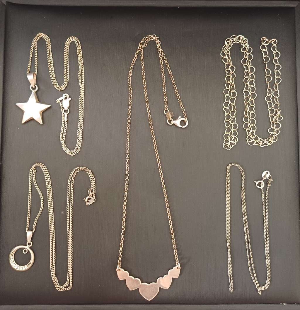 Lot of 5 Sterling silver necklaces