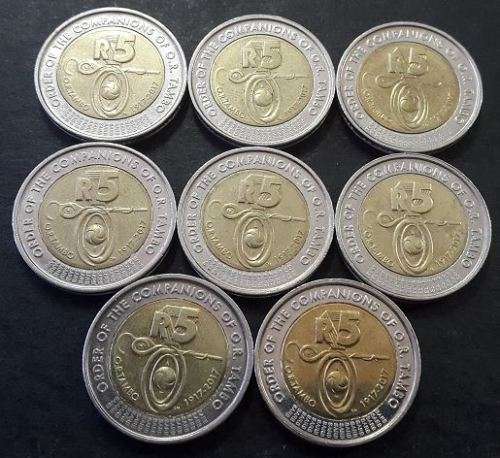 8 x 2017 O.R. TAMBO  R5.00 coins in Excellent condition - Bid per coin for the lot !!!!