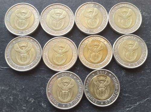 10 x 2017 O.R. TAMBO  R5.00 coins in Excellent condition - Bid per coin for the lot !!!!