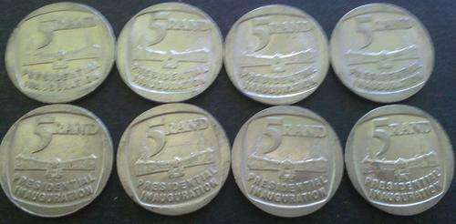 8 x Presidential Inauguration R5.00 coins!!! - Bid per coin to take all
