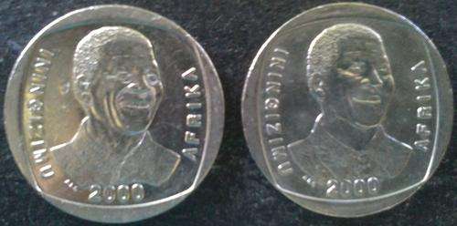 2 x 2000 Smiley Mandela R5.00 Coins - Very Scarce! - Bid per coin!