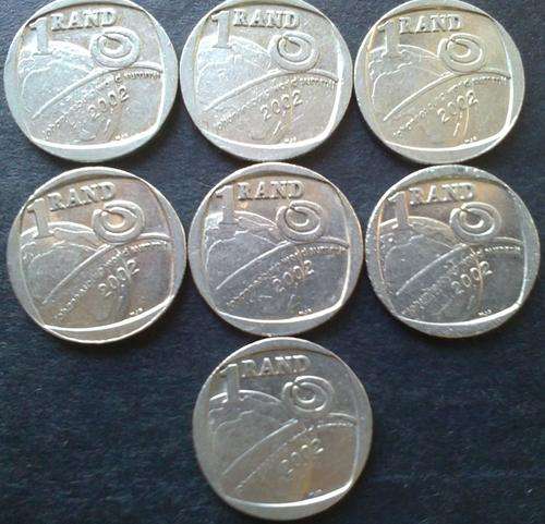 7 x 2002 Johannesburg World Summit R1.00 coins! Bid per coin for the lot!!!