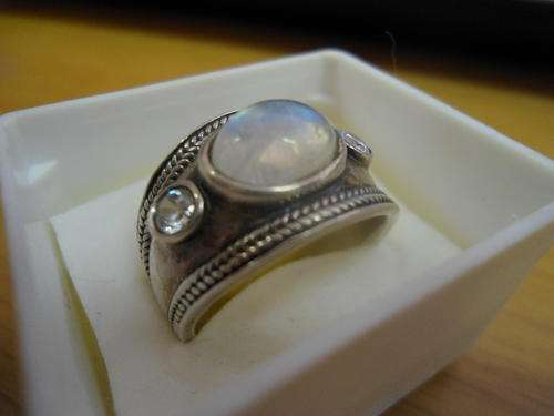 Gorgeous Antique Ring - Huge Moonstone with zirconias