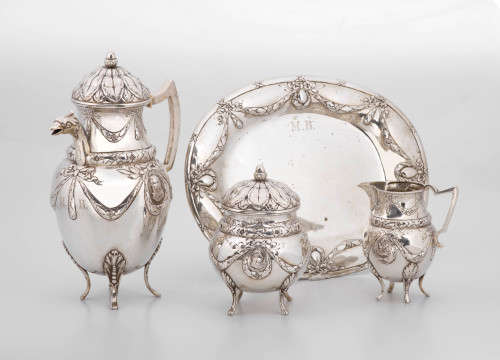 A German four-piece silver coffee set 800 standard