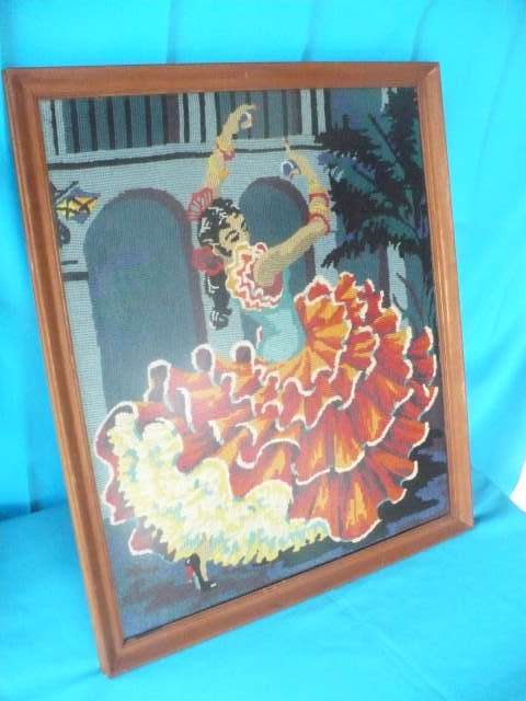LOVELY FLAMENCO DANCER   TAPESTRY FRAMED