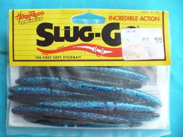 HERB REED'S  SLUG GO  LURES 4.5"      BLACK/BLUE FLASH BELLY  PACKET OF 10