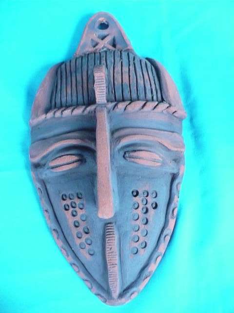 TERRACOTTA  AFRICAN MASK WALL HANGING
