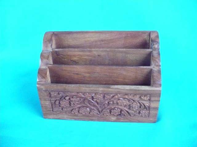 CARVED WOOD LETTER HOLDER