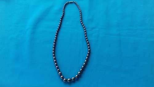 HEMATITE BEAD NECKLACE  60.5 CM