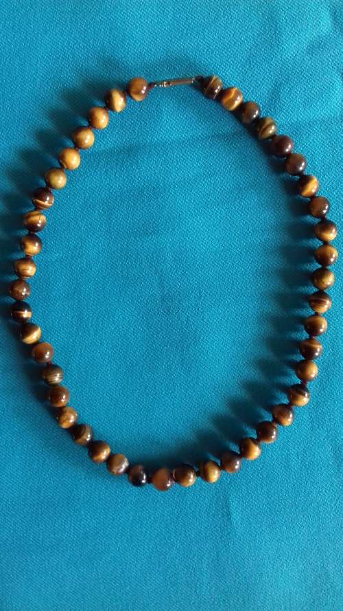 TIGERS EYE    BEAD NECKLACE  40 CM