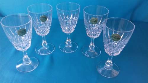 5 "crystal d'arques"  LEAD CRYSTAL SHERRY GLASSES
