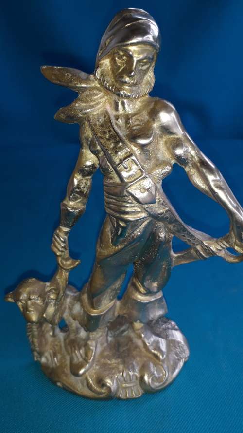 VINTAGE SOLID BRASS PIRATE FIGURINE