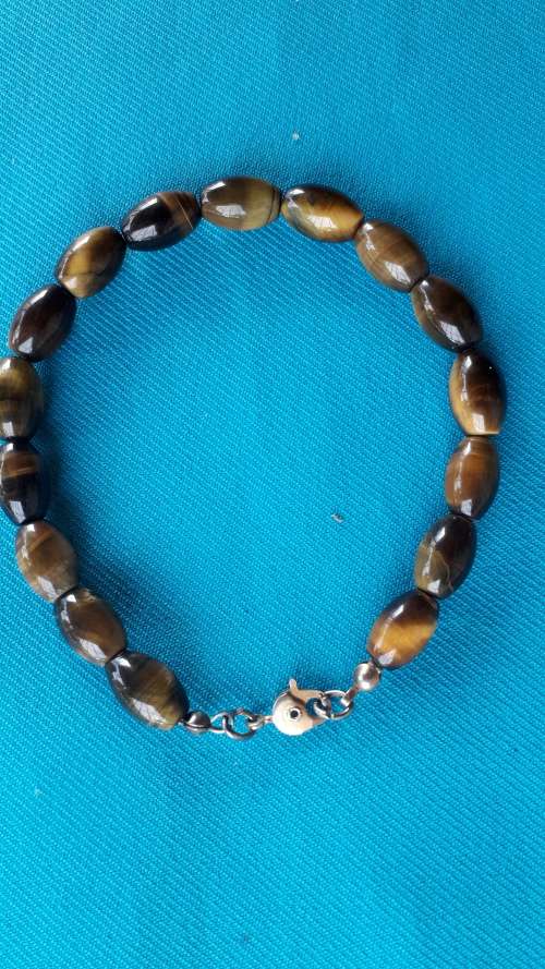 TIGER EYE GOLD & BLUE BRACELET OVAL BEAD