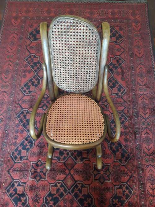 ANTIQUE "THORET"  CHILDS' BENTWOOD & RATTAN  ROCKING CHAIR