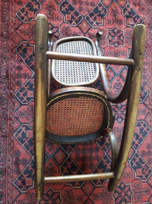 ANTIQUE "THORET"  CHILDS' BENTWOOD & RATTAN  ROCKING CHAIR