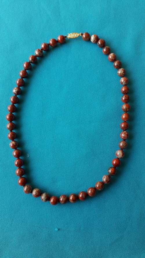 BRECIATED JASPER     BEAD NECKLACE    48 CM