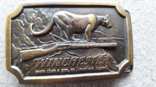 SOLID  BRASS    "WINCHESTER "   MENS BELT BUCKLE