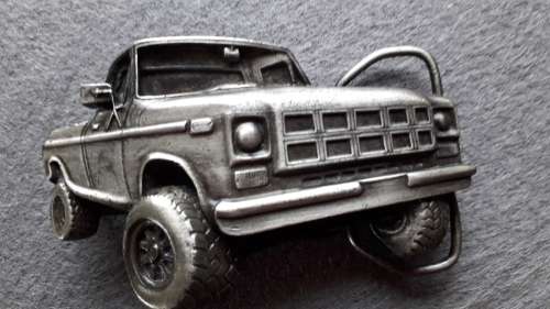 SOLID  BRASS    "VINTAGE TRUCK "   MENS BELT BUCKLE