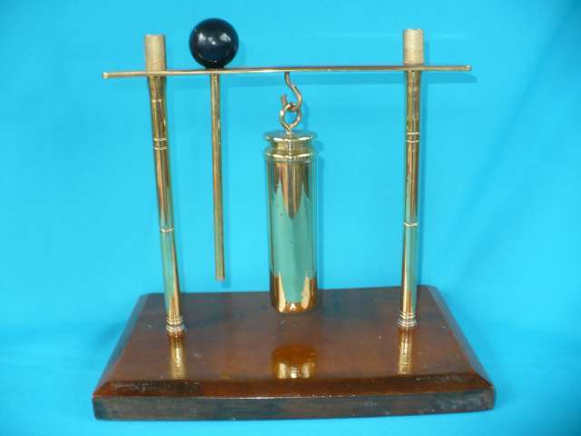 BRASS TRENCH ART DINNER GONG ON WOOD BASE