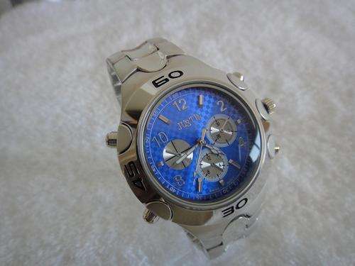 GORGEOUS SILVER MENS WATCH WITH STUNNING BLUE FACE ##BRAND NEW##
