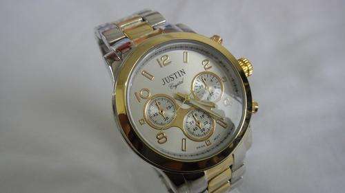 CRYSTAL MENS STAINLESS STEEL TWO TONE WATCH ##BRAND NEW##
