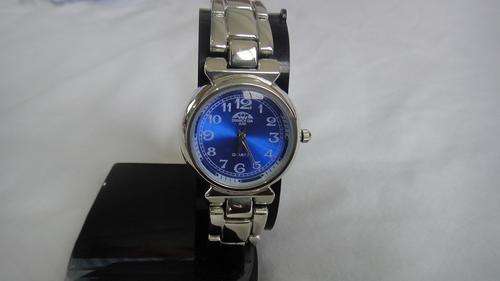 LADIES STAINLESS STEEL DRESS WATCH WITH BLUE FACE ##BRAND NEW##