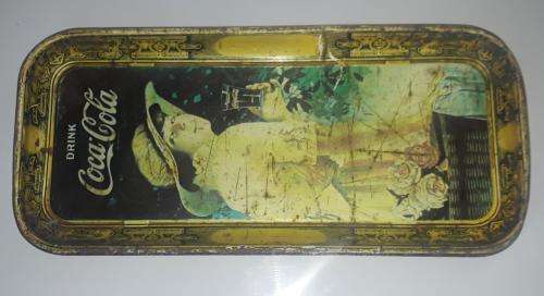 ANTIQUE ORIGINAL 1916 COCA COLA ELAINE WW 1 GIRL ADVERTISING SERVING TIN LIT HO TRAY