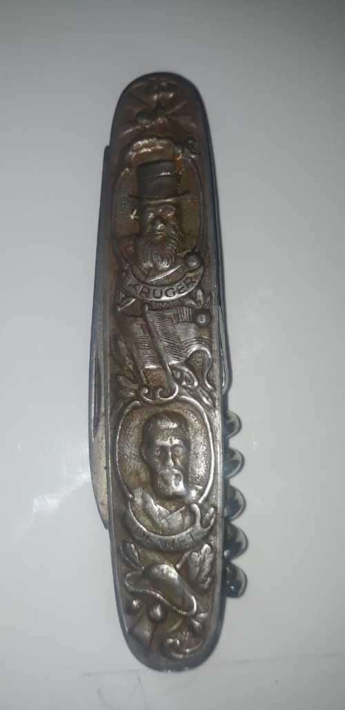 Antique Paul Kruger & Christiaan de Wet Eendracht Maakt Macht Pocket Knife (Solingen Germany) 1882
