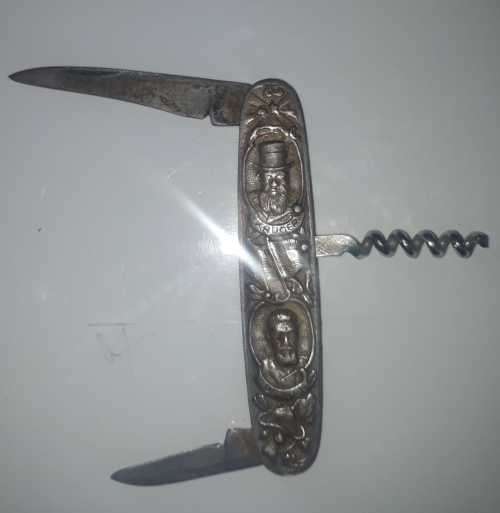 Antique Paul Kruger & Christiaan de Wet Eendracht Maakt Macht Pocket Knife (Solingen Germany) 1882