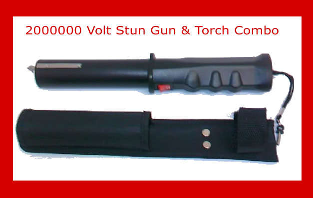 2000000 Volt Stun Gun Torch Combo. Internal Rechargeable Battery. Includes Pouch.