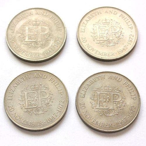 1972 Elizabeth and Philip Commemorative Crown x 4