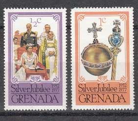 Grenada Two Silver Jubilee Stamps Mounted Mint