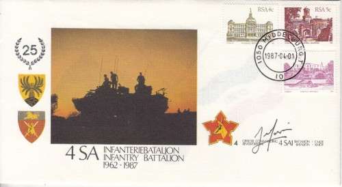SA Army FDC No 4. - 4 SA Infantry Battalion 1962-1987 Signed