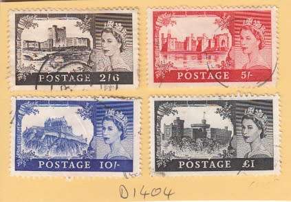 GB Group of Four QEII Castle Stamps