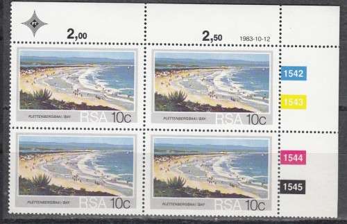 RSA 4 Control Blocks of 4 Stamps Each - Tourism SA Beaches (Face R 3.80) 1983