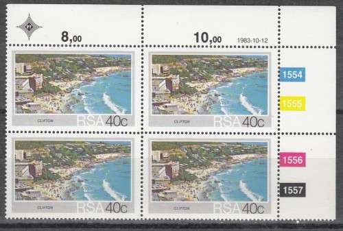 RSA 4 Control Blocks of 4 Stamps Each - Tourism SA Beaches (Face R 3.80) 1983