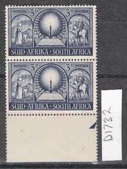 Union Pair of 3d Inauguration of Voortrekker Monument Stamps